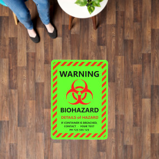 Change ALL TEXT Warning Red Green Biohazard Sign Floor Decals