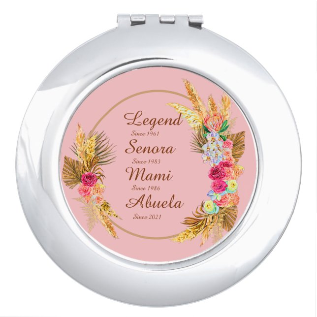 Change ANY Name Date Legend Senora Mami Abuela Compact Mirror (Front)