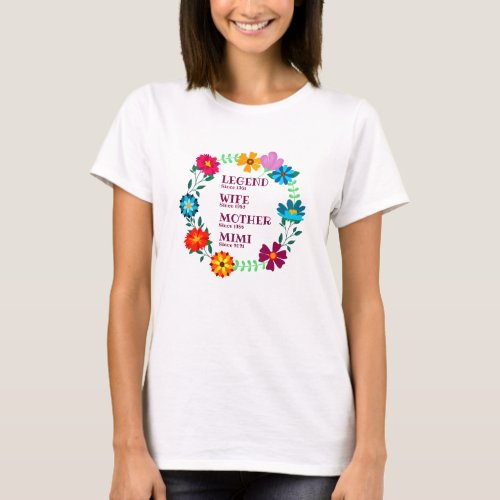 Change ANY Name Date Legend Wife Mother Mimi T_Shirt