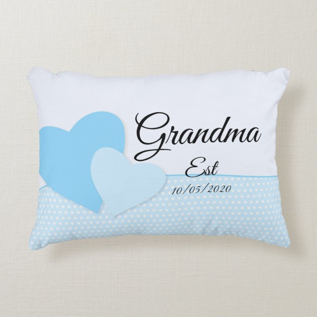 Change Any Text Grandma est Grandmother Baby Blue Accent Pillow (Front)