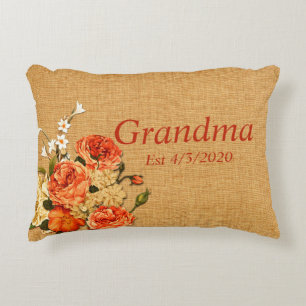 Change Any Text Grandma est Grandmother Beige Baby Accent Pillow