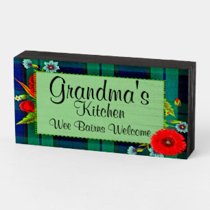 Change Any Text Grandma Kitchen Wee Bairns Welcome Wooden Box Sign