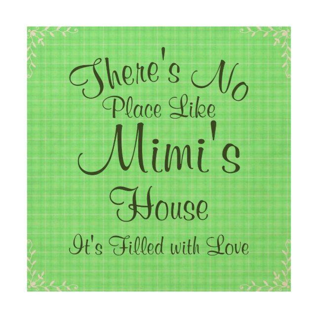 Change Any Text No Place Like Mimi's House Love Wood Wall Art (Front)