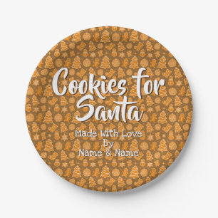 Change any Text - Santa Cookies Made with Love 7" Paper Plates