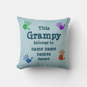 Change ANY Text - This Grampy Belongs to. . . Throw Pillow