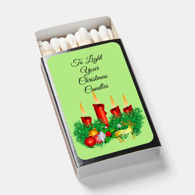 Change ANY Text - To Light Your Christmas Candles  Matchboxes (Front Open)