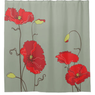 CHANGE BACKGROUND COLOR Red Poppies Shower Curtain
