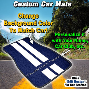 Change Background To Match Car - White Stripe Floor Mat