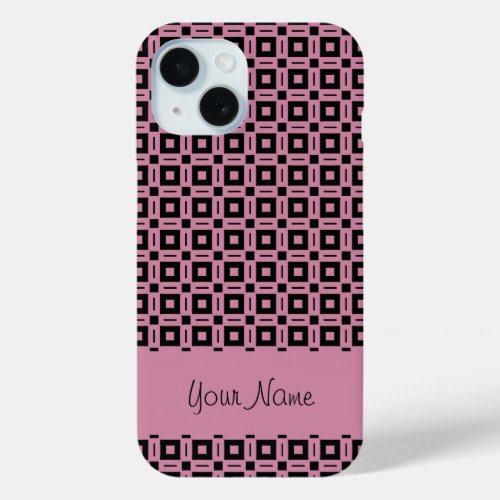 Change Colors Funky Retro Squares Dots Pattern iPhone 15 Case