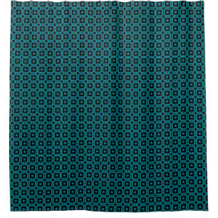 Change Colors! Funky Retro Squares Dots Pattern Shower Curtain