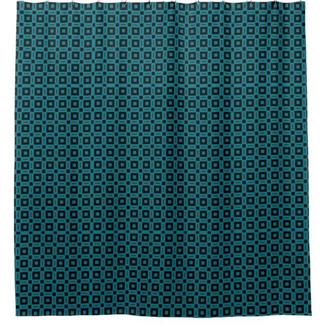 Change Colors! Funky Retro Squares Dots Pattern Shower Curtain (Front)