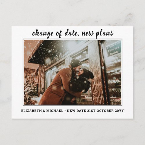 Change Date New Plans  BUDGET Photo Wedding Postcard