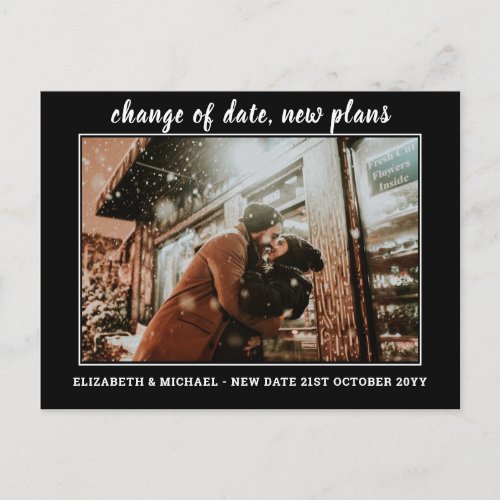 Change Date New Plans  BUDGET Photo Wedding Postcard