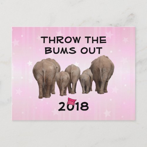 Change Date to 2020 Pink Hat Throw the Bums Out Postcard