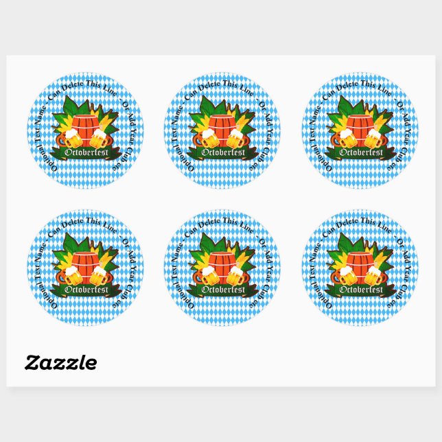 Change / Delete Text Add Other Details Octoberfest Classic Round Sticker (Sheet)
