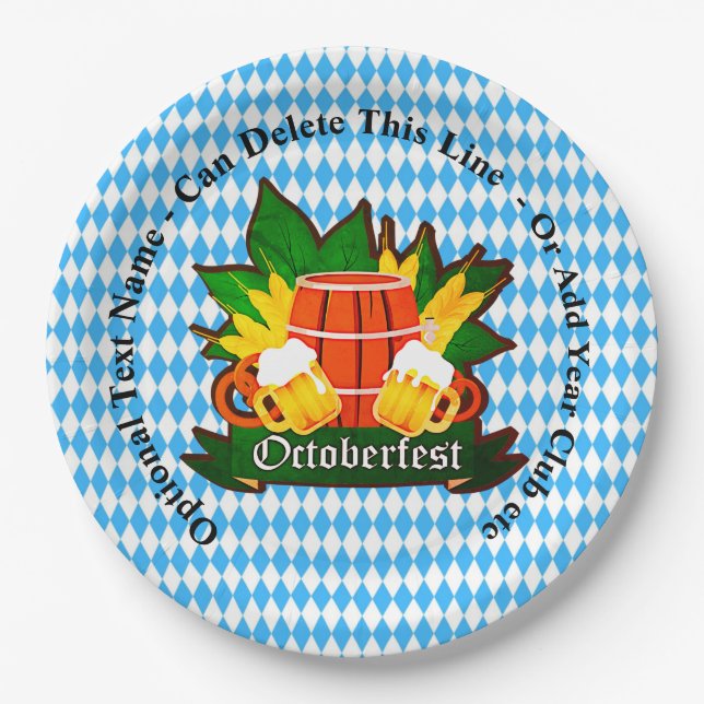 Change / Delete Text Add Other Details Octoberfest Paper Plates (Front)