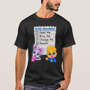 Change Diaper Feed Checklist New Mom Dad & Sibling T-Shirt