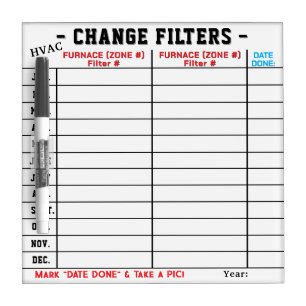 Change Filters HVAC Maintenance List Dry Erase Board
