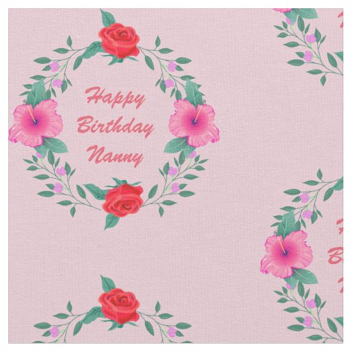 Change Grandma Nanny Name Edit Text Pink Flowers Fabric