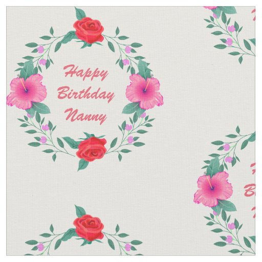 Change Grandma Nanny Name Edit Text Pink Flowers Fabric