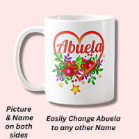 Change Grandmother Name - Abuela Heart & Flowers