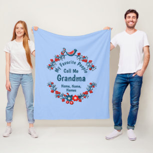 Change Grandmother Name Add Kids - Favorite People Fleece Blanket