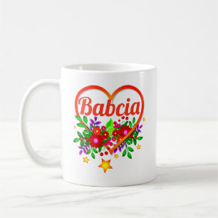 Change Grandmother Name - Babcia Heart & Flowers Coffee Mug