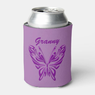 Change Grandmother Name Granny Grandma Butterfly Can Cooler