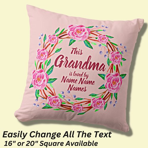 Change Grandmother Name Loved by Grandchildren Throw Pillow
