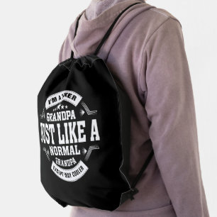 Change Grandpa Name, & some text Biker Grandfather Drawstring Bag