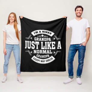 Change Grandpa Name, & some text Biker Grandfather Fleece Blanket