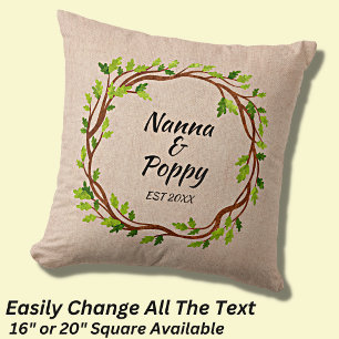 Change Grandparent Names Est 20XX Baby Announce Throw Pillow