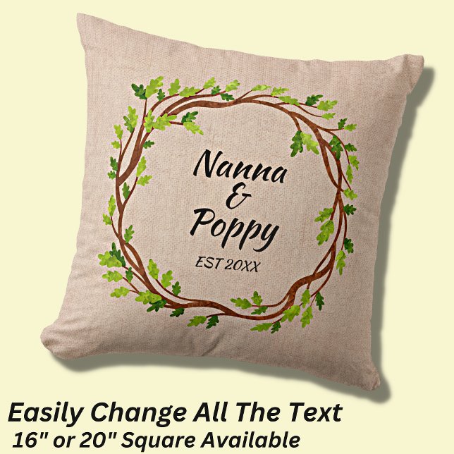 Change Grandparent Names Est 20XX Baby Announce Throw Pillow (Creator Uploaded)