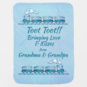 Change Grandparent Names Toot Toot Love & Kisses Baby Blanket