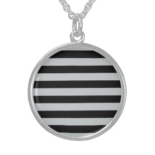 Change Grey Stripes to  Any Color Click Customize Sterling Silver Necklace