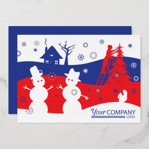 Change Hex Red Blue Logo Business Christmas Card