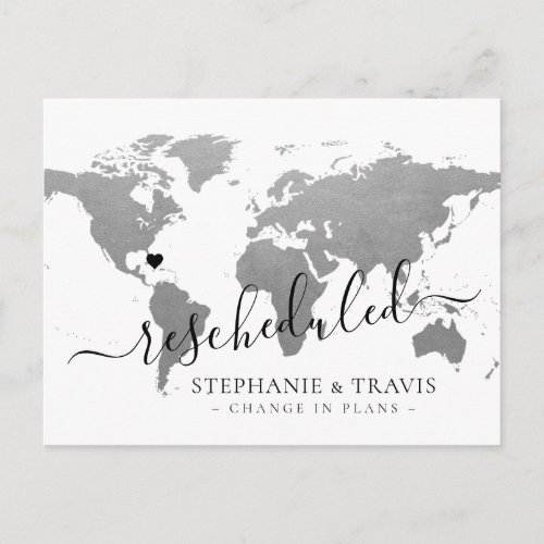 Change in Plans New Date Destination Wedding Announcement Postcard