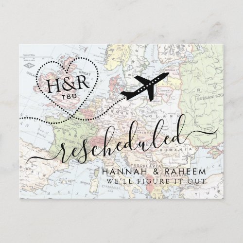 Change in Plans Postponed Destination Wedding Announcement Postcard