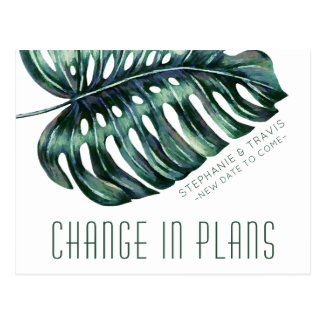 Change in Plans Tropical Wedding Postponement Postcard