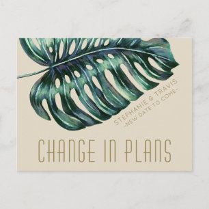 Change in Plans Tropical Wedding Postponement Postcard