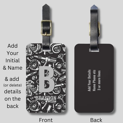 Change Initial Add delete NameAuto Car Parts  Luggage Tag
