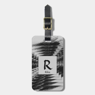 Change Initial, Add (delete) Name, Black Brush Luggage Tag