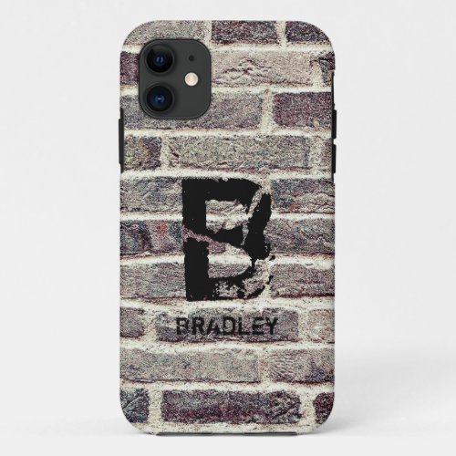 Change Initial Add delete NameBrick Wall iPhone 11 Case