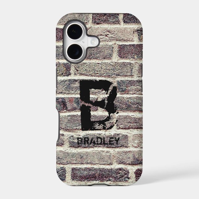Change Initial, Add (delete) Name, Brick Wall Iphone Case (Back)