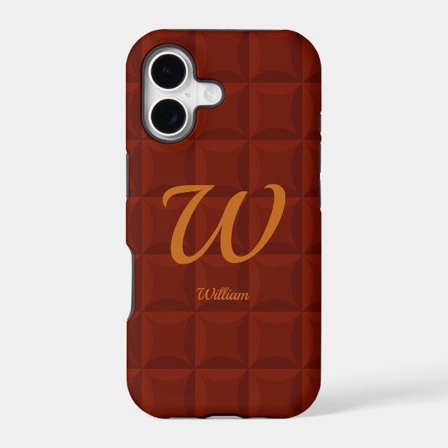 Change Initial, Add (delete) Name, Brown Cushioned Iphone Case (Back)