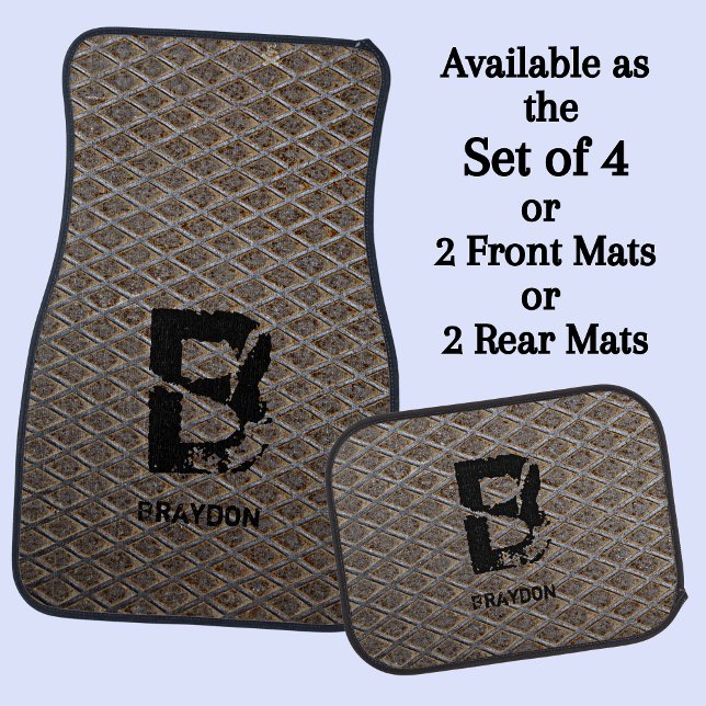 Change Initial, Add (delete) Name, Checker Plate Car Floor Mat (Creator Uploaded)