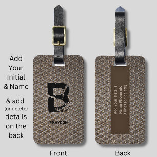 Change Initial, Add (delete) Name, Checker Plate Luggage Tag