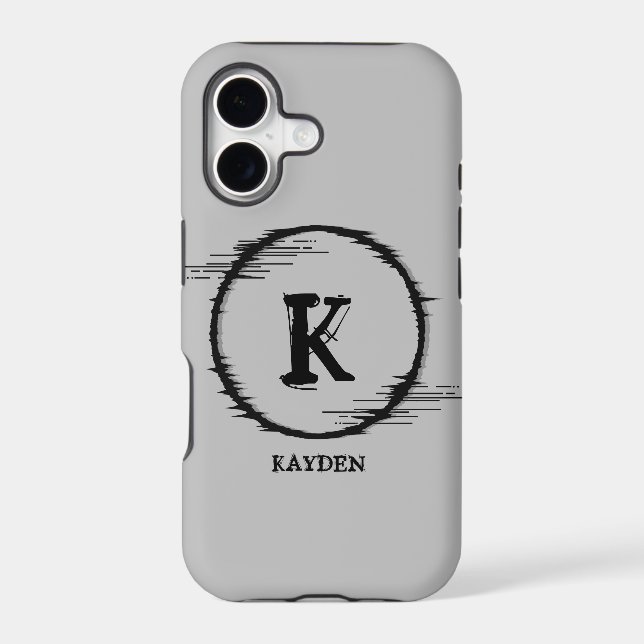 Change Initial, Add (delete) Name Distorted Circle Iphone Case (Back)