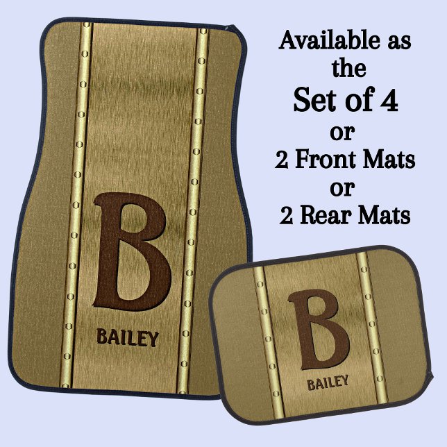 Change Initial, Add (delete) Name, Metal Brown Car Floor Mat (Creator Uploaded)
