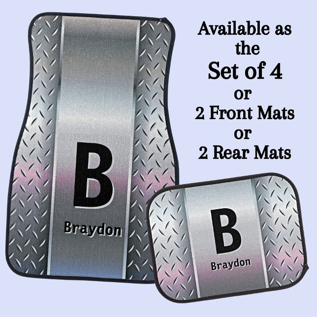 Change Initial Add (delete) Name Metal Shine Look  Car Floor Mat (Creator Uploaded)